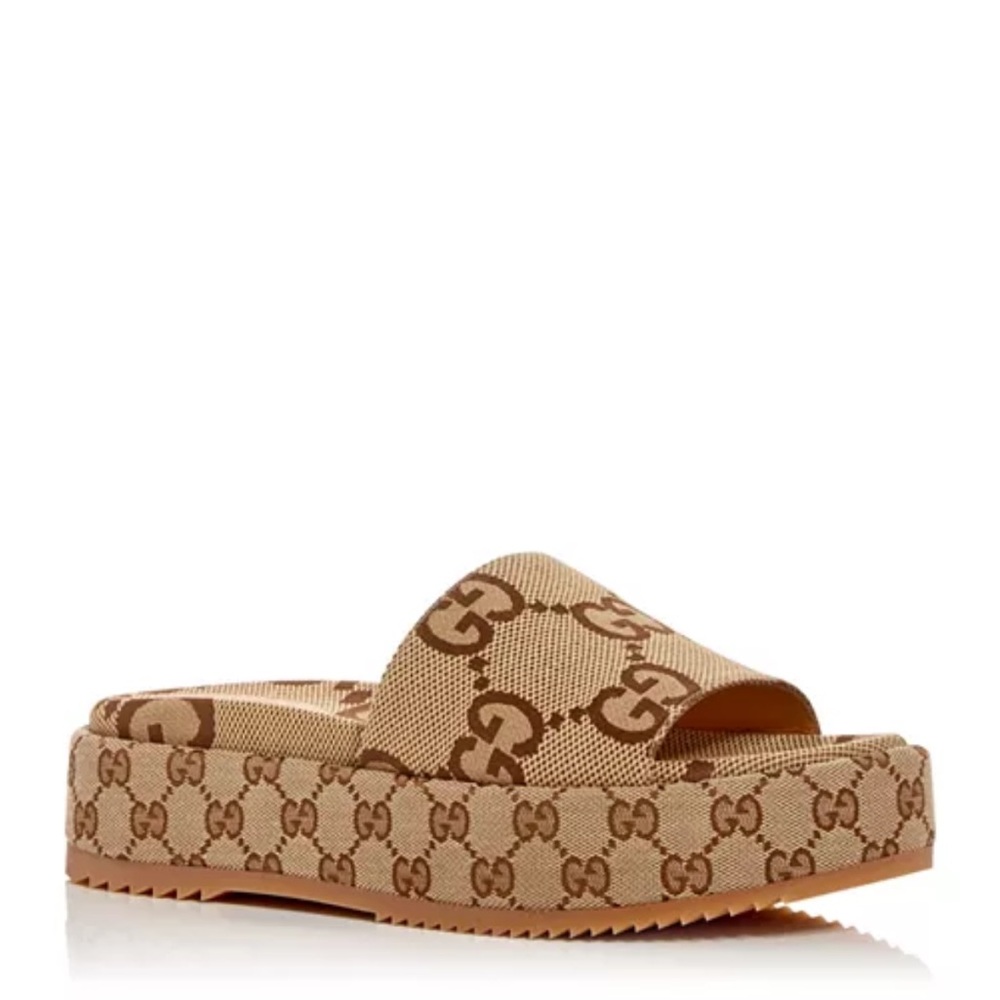 Gucci Women's Tan GG Slide Sandals